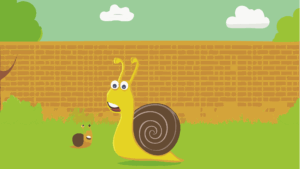 Illustration zweier Schnecken vor einer Backsteinmauer als Andeutung eines Schenckenschutzes.